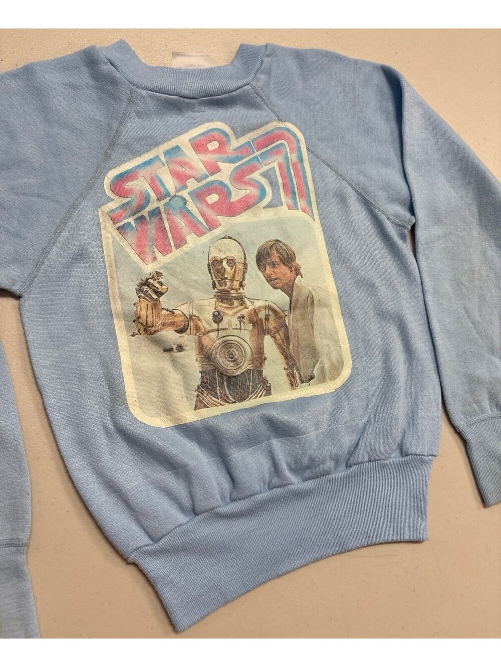 Vintage 70s Star Wars Sweatshirt Youth Small 7-8 Sears C-3PO Luke Skywalker